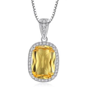 Sterling Silver Princess Cut Canary Yellow Created Sapphire & Diamond Halo